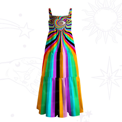 Purplehecate Psychedelic Pride Spiral Rainbow Wide Straps Maxi Dress