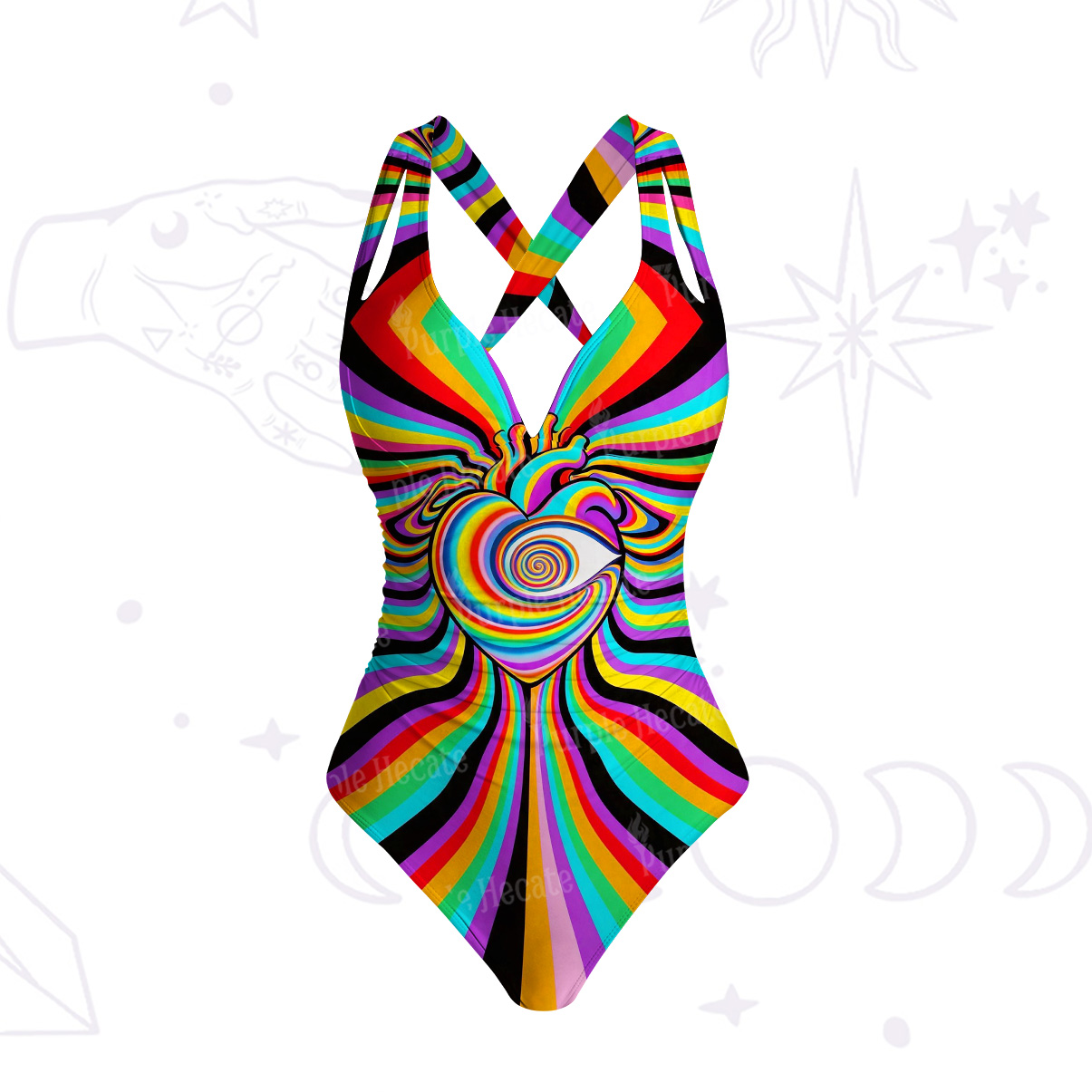 Purplehecate Psychedelic Pride Spiral Rainbow One-Piece Swimsuit