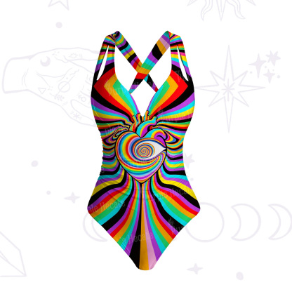 Purplehecate Psychedelic Pride Spiral Rainbow One-Piece Swimsuit
