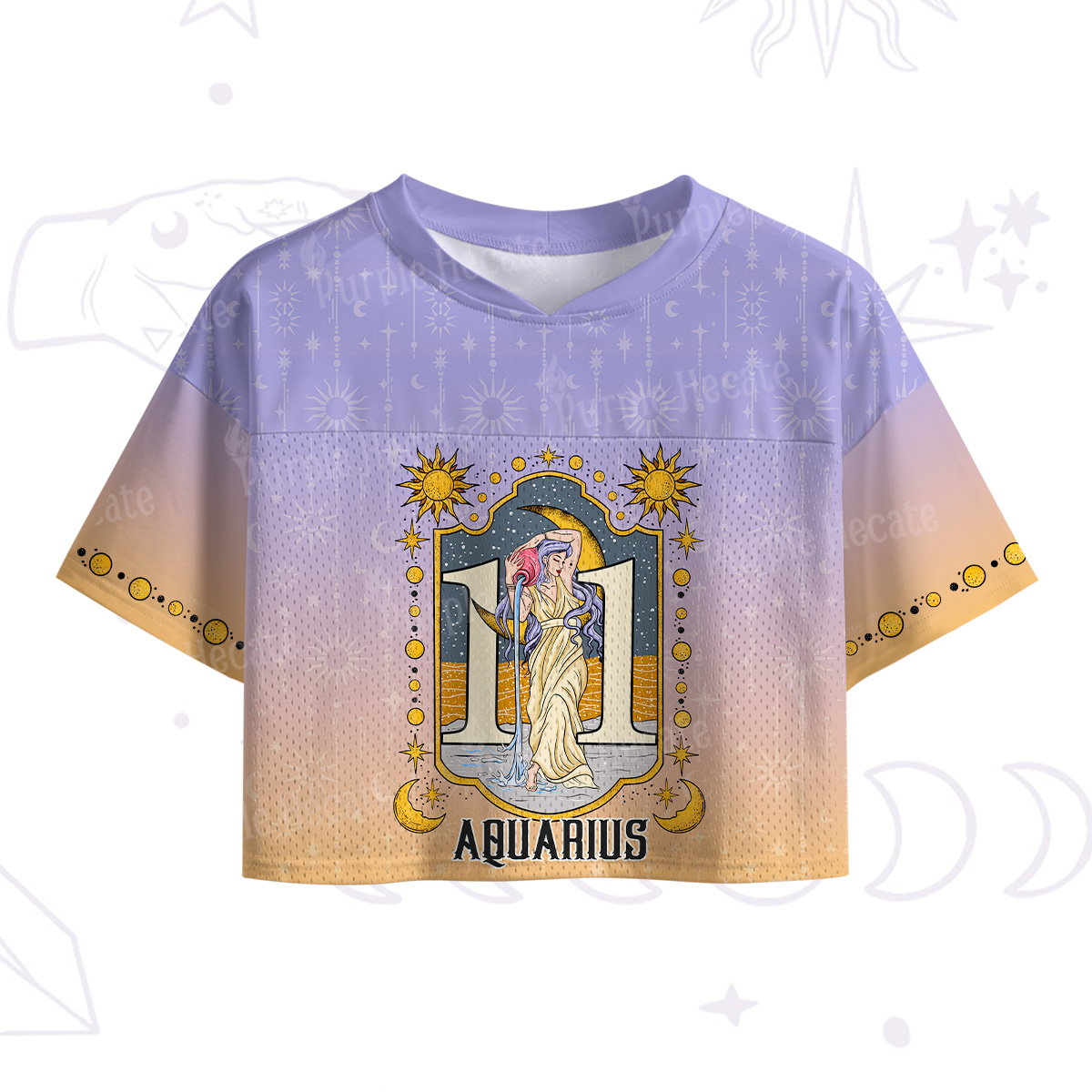 Purplehecate Aquarius Zodiac Crop Sports Jersey