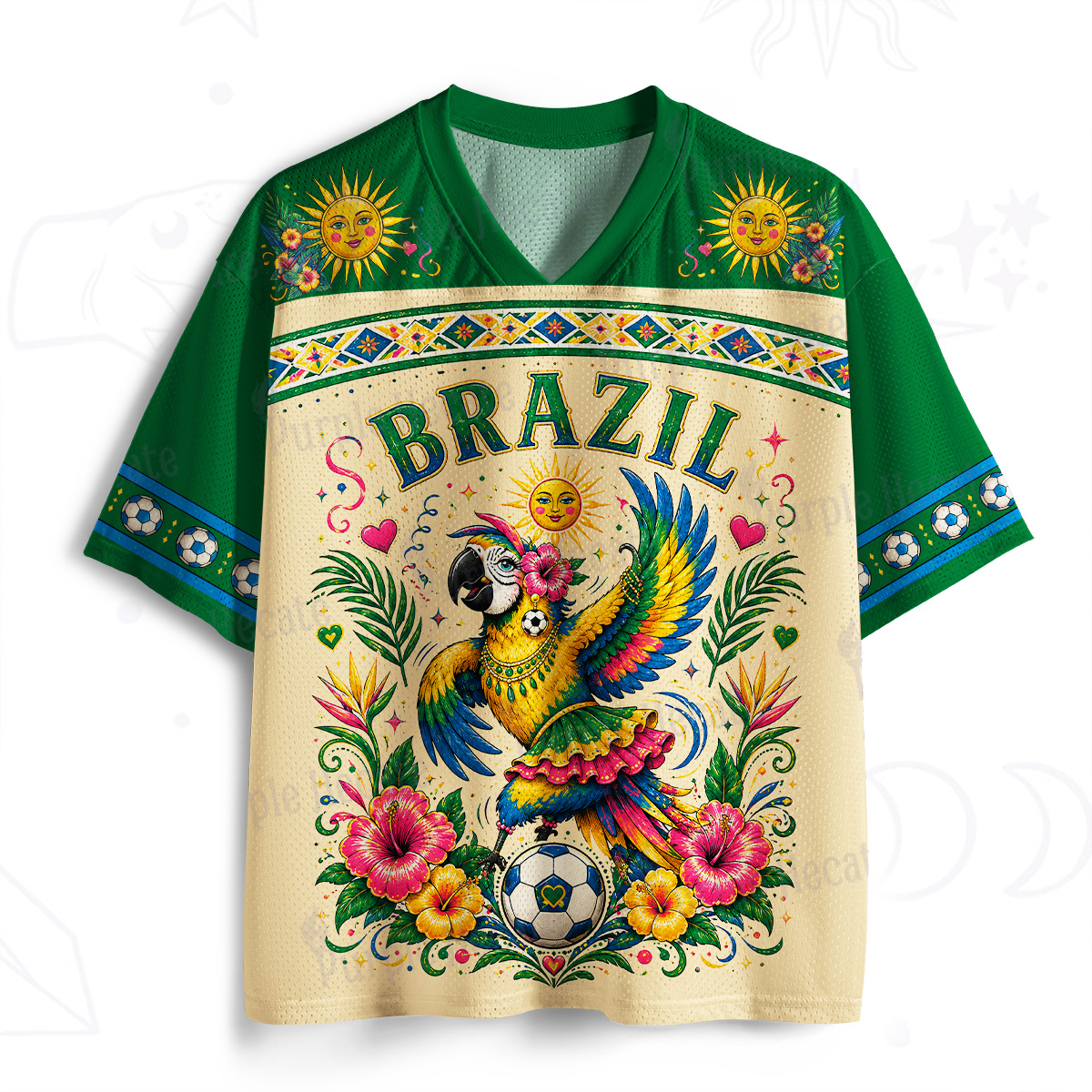 Purplehecate Brazil Tropical Parrot World Cup Mesh Jersey