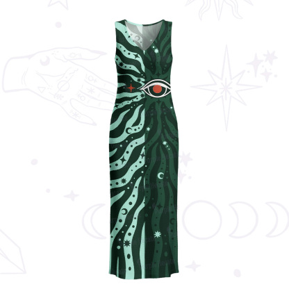 Purplehecate Green Vision Illusion Crochet Knit Maxi Dress