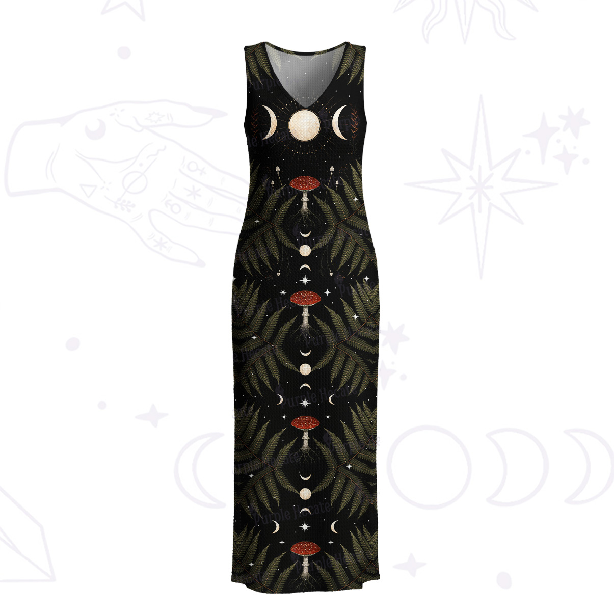 Purplehecate Moonlit Mushroom Gow Crochet Knit Maxi Dress