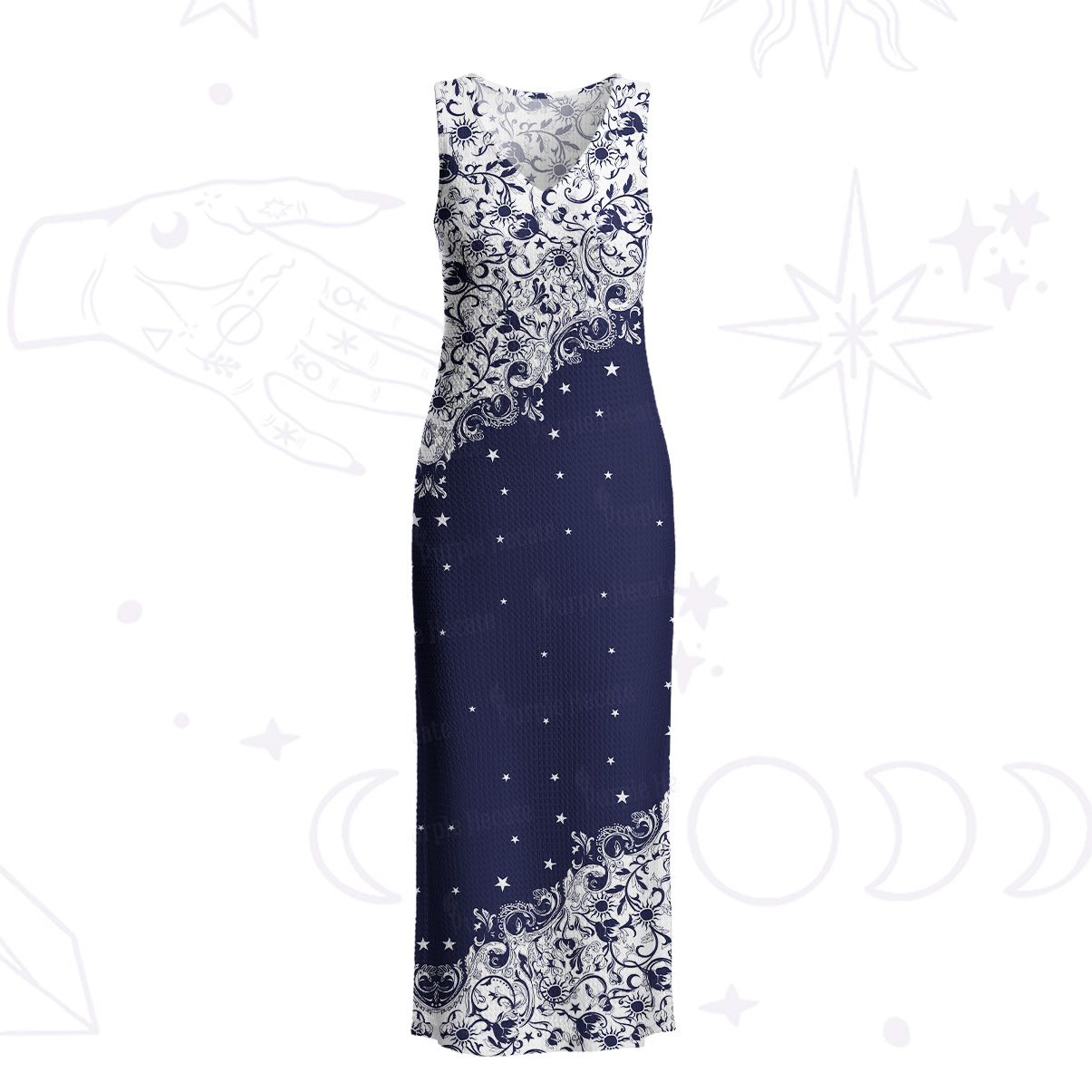 Purplehecate Midnight Star Crochet Knit Maxi Dress