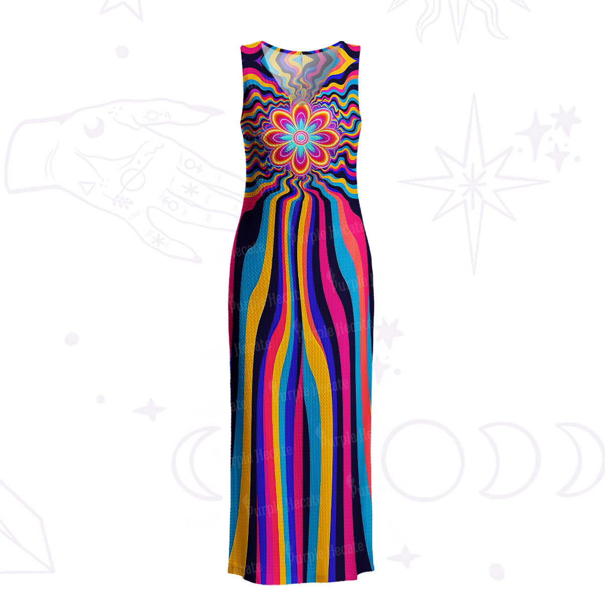 Purplehecate Psychedelic Bloom Crochet Knit Maxi Dress