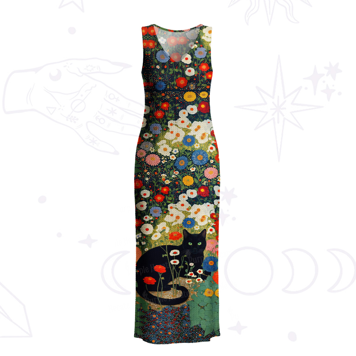 Purplehecate Vintage The Cat in Bloom Crochet Knit Maxi Dress