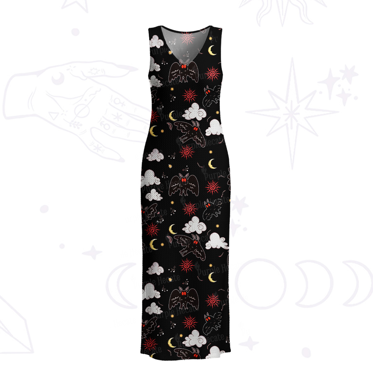 Purplehecate Cryptid Mothman Crochet Knit Maxi Dress