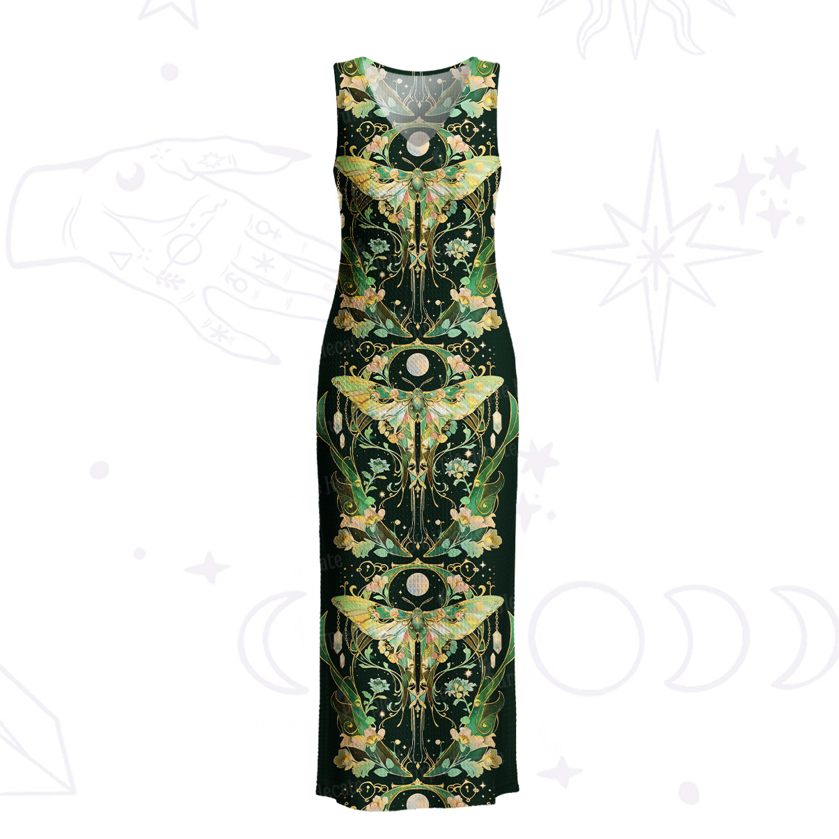 Purplehecate Moon Moth Rave Crochet Knit Maxi Dress