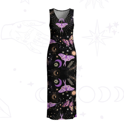 Purplehecate Starry Night Lunar Moth Crochet Knit Maxi Dress