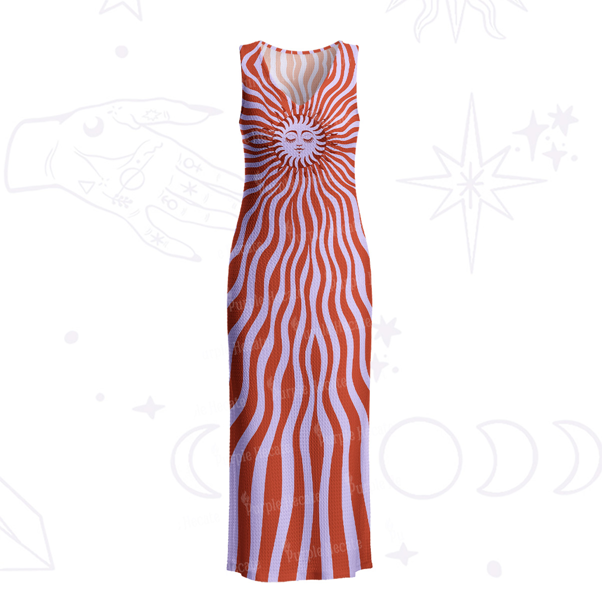 Purplehecate Radiance of the Sun Crochet Knit Maxi Dress