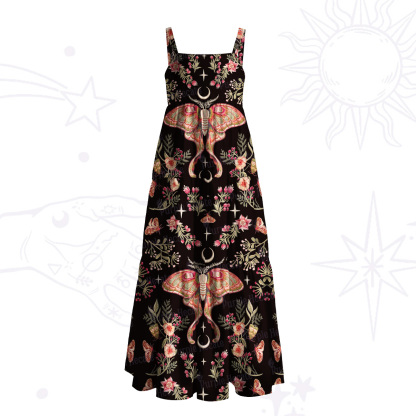 Purplehecate Lunar Moth Enchanted Forest Wide Straps Maxi Dress