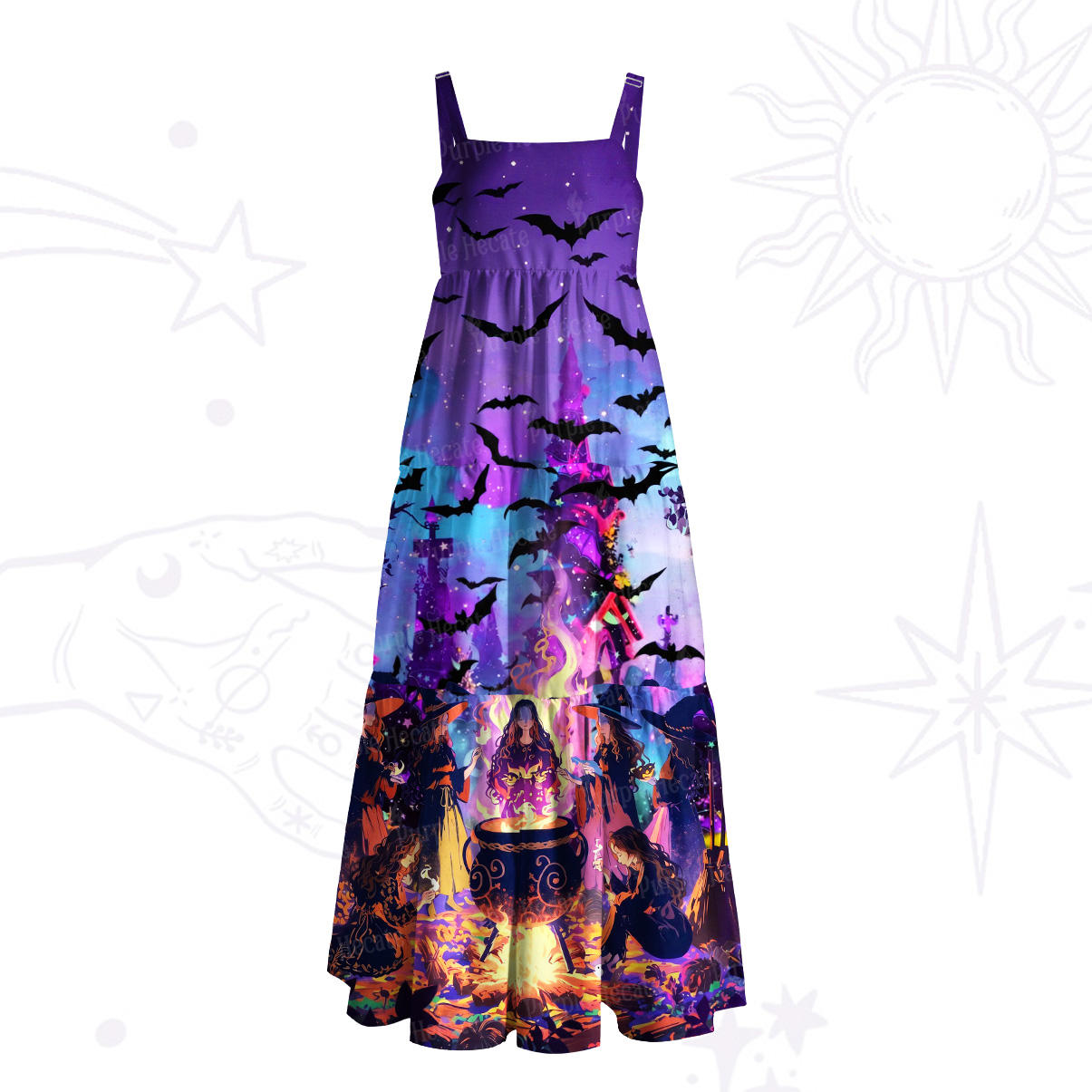 Purplehecate Twilight Coven Strappy Wide Straps Maxi Dress