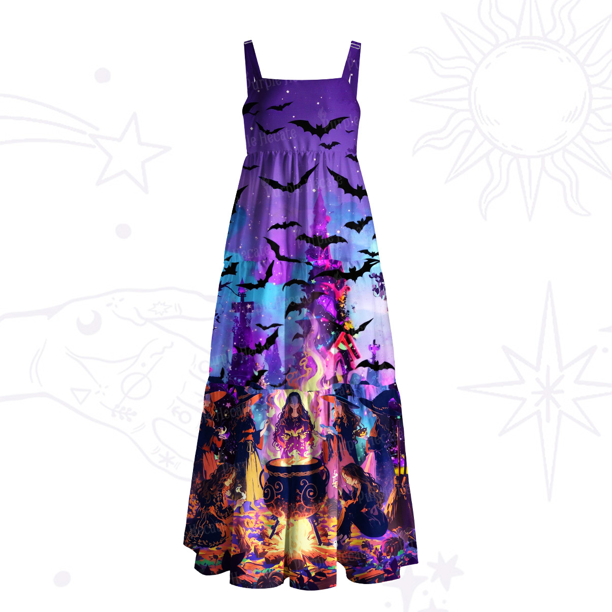 Purplehecate Twilight Coven Strappy Wide Straps Maxi Dress