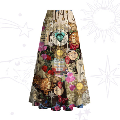 Purplehecate Lucky Me Sacred Heart Eye Convertible Maxi Skirt
