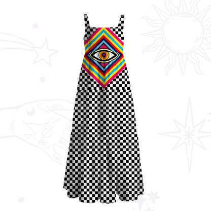 Purplehecate Eye of Illusion Wide Straps Maxi Dress
