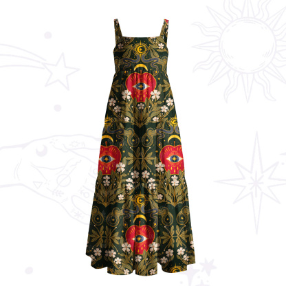 Purplehecate Forbidden Apple Serpent Wide Straps Maxi Dress