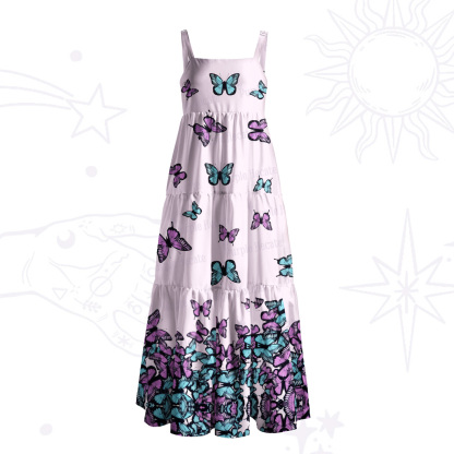 Purplehecate Mystic Butterfly Wide Straps Maxi Dress