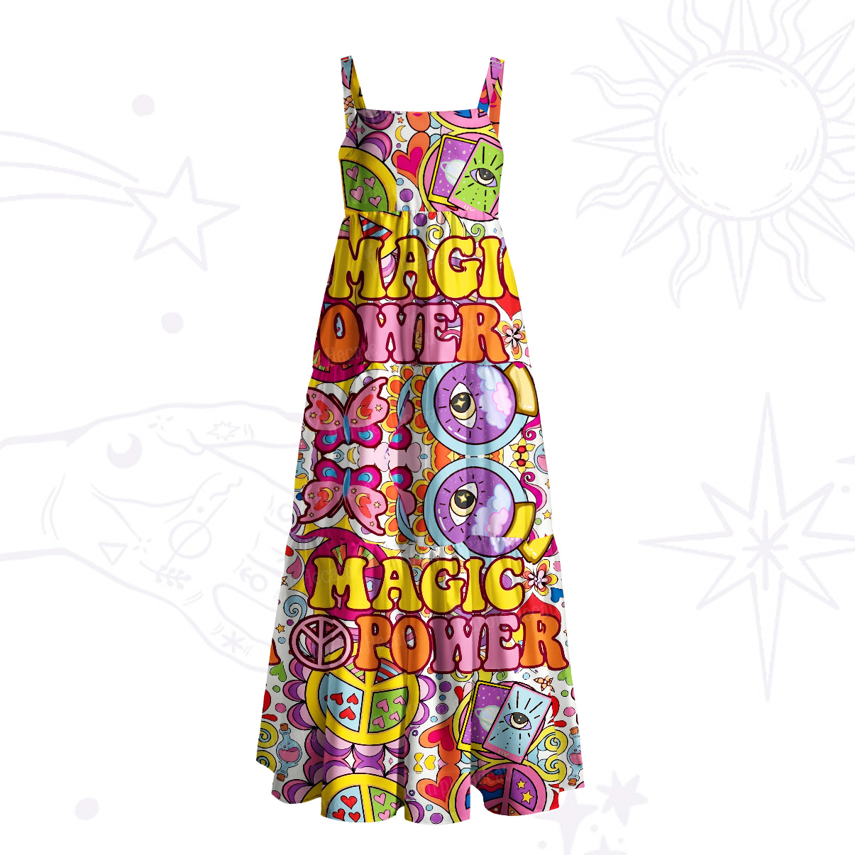 Purplehecate Magic Power Wide Straps Maxi Dress