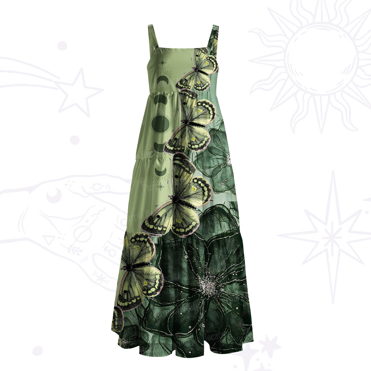 Purplehecate Mystic Dreamland Butterfly Wide Straps Maxi Dress