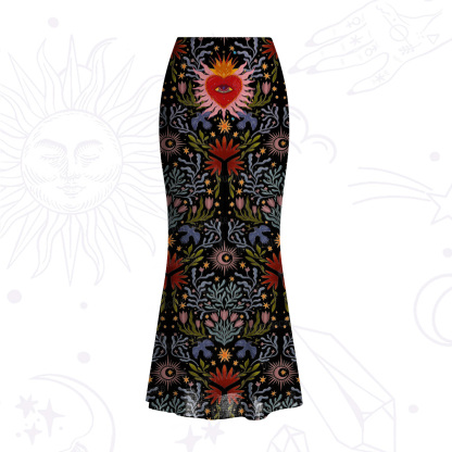Purplehecate Sacred Flame Heart Mesh Mermaid Hem Skirt
