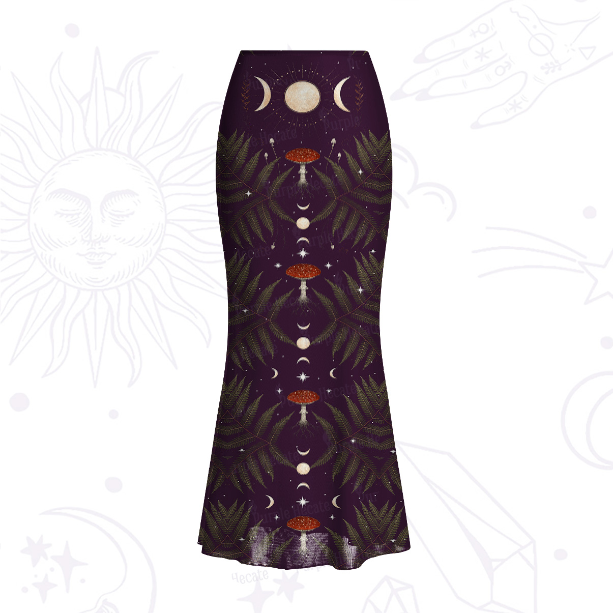 Purplehecate Moonlit Mushroom Gown Mesh Mermaid Hem Skirt