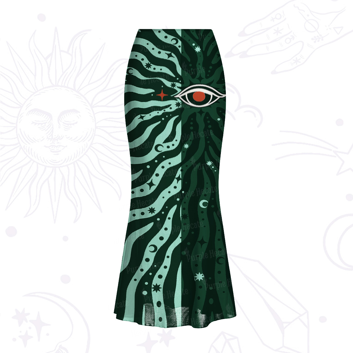 Purplehecate Green Vision Illusion Mesh Mermaid Hem Skirt