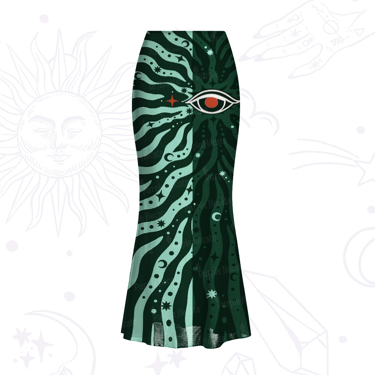 Purplehecate Green Vision Illusion Mesh Mermaid Hem Skirt