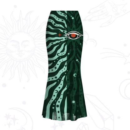 Purplehecate Green Vision Illusion Mesh Mermaid Hem Skirt