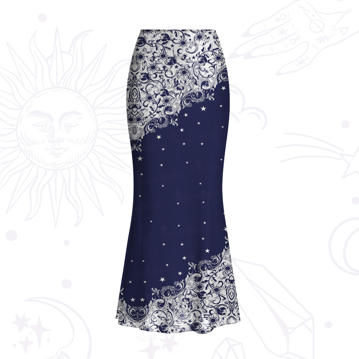 Purplehecate Midnight Star Mesh Mermaid Hem Skirt