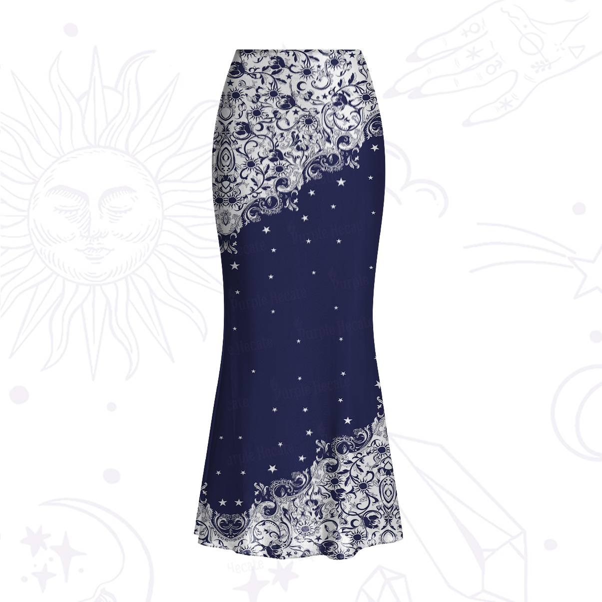 Purplehecate Midnight Star Mesh Mermaid Hem Skirt