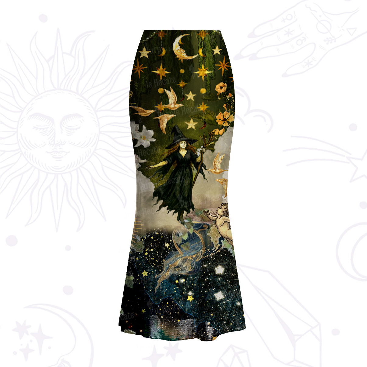 Purplehecate Garden of the Celestial Witch Mesh Mermaid Hem Skirt