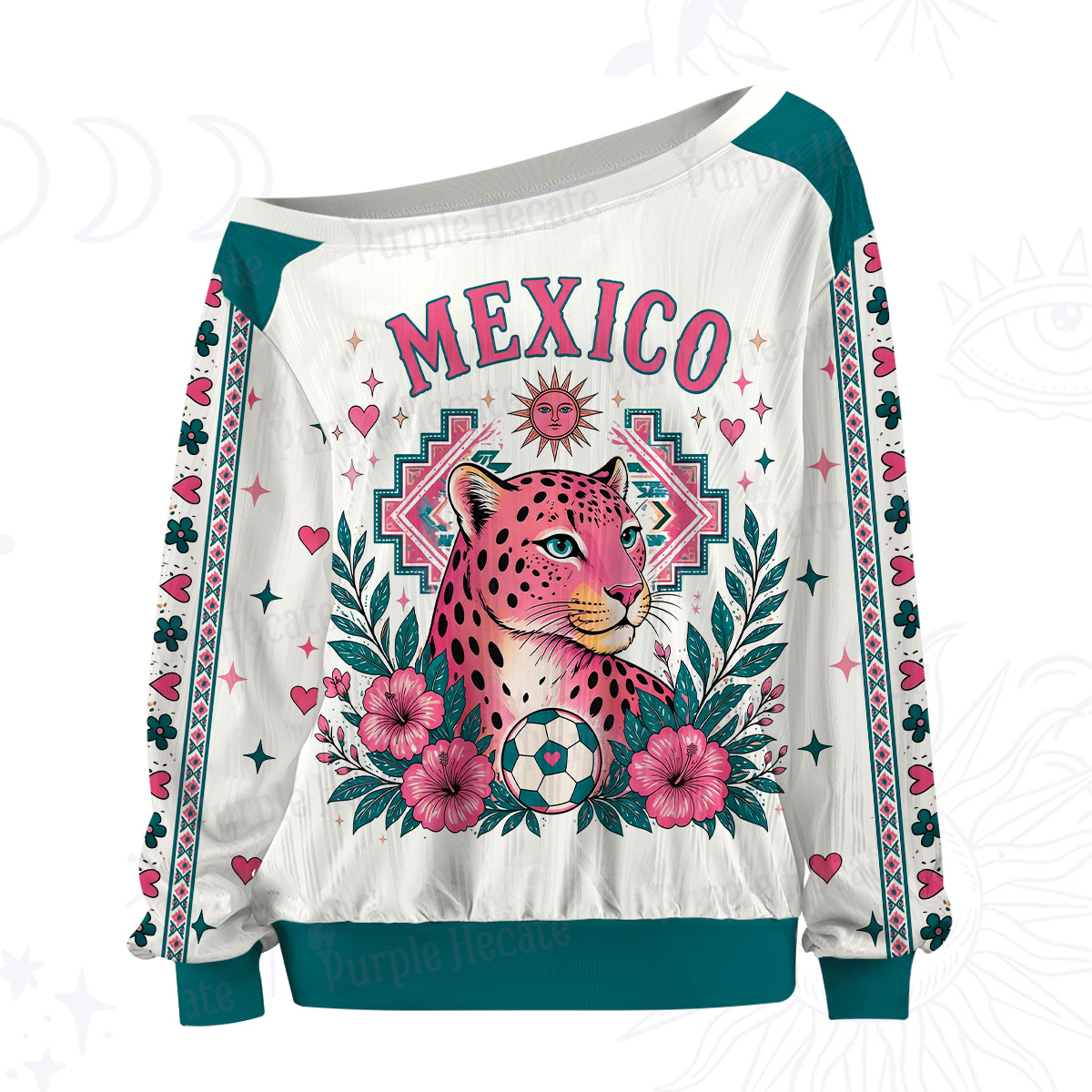 Purplehecate Mexico Wild Jaguar Off The Shoulder Graphic Jersey