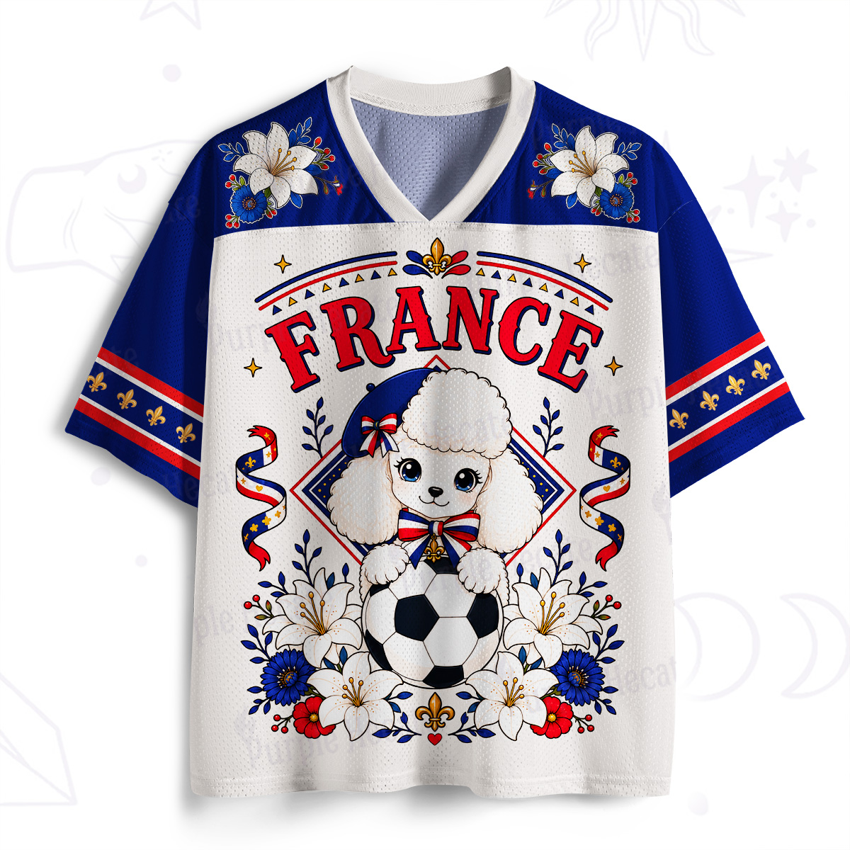 Purplehecate Poodle France Soccer Mesh Jersey