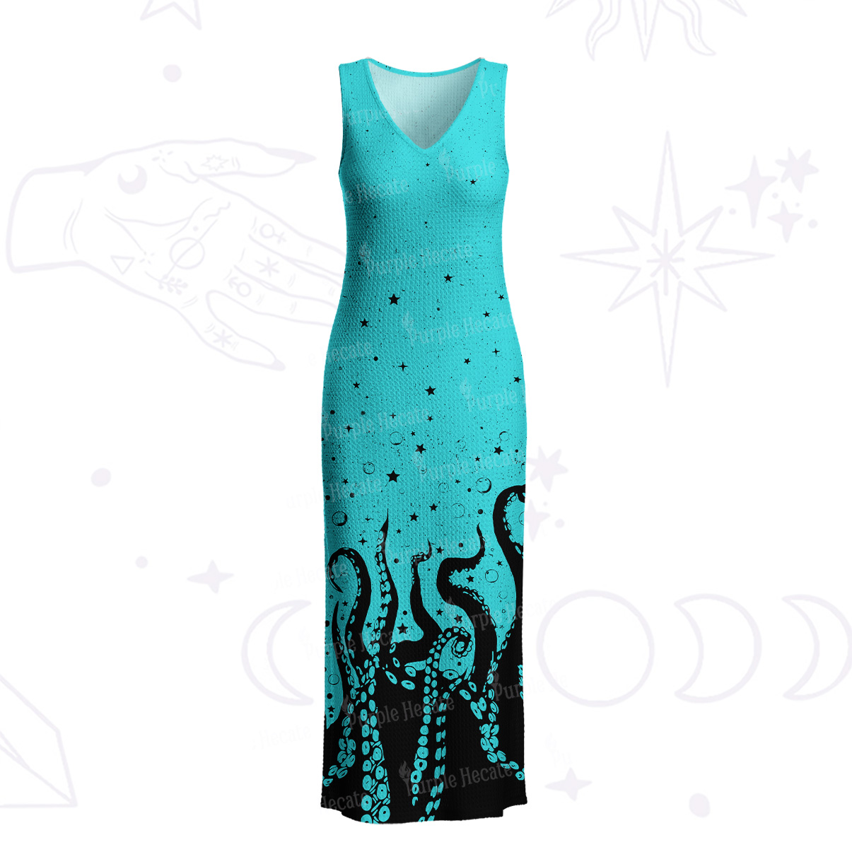 Purplehecate Tentacles of the Deep Crochet Knit Maxi Dress