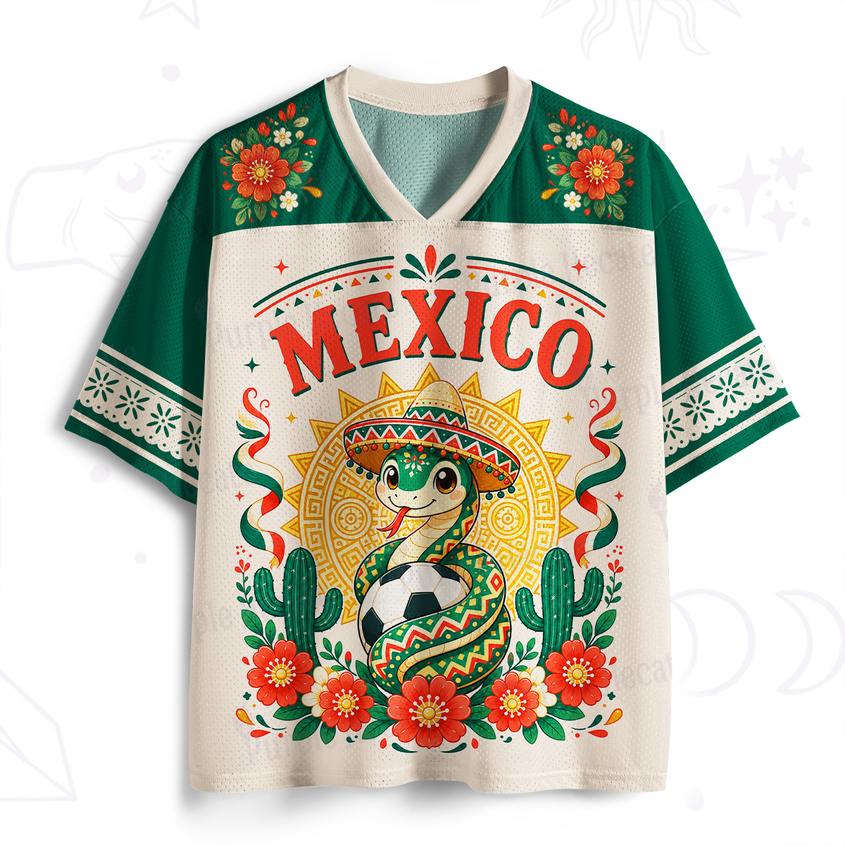 Purplehecate Sombrero Snake Mexico Soccer Mesh Jersey