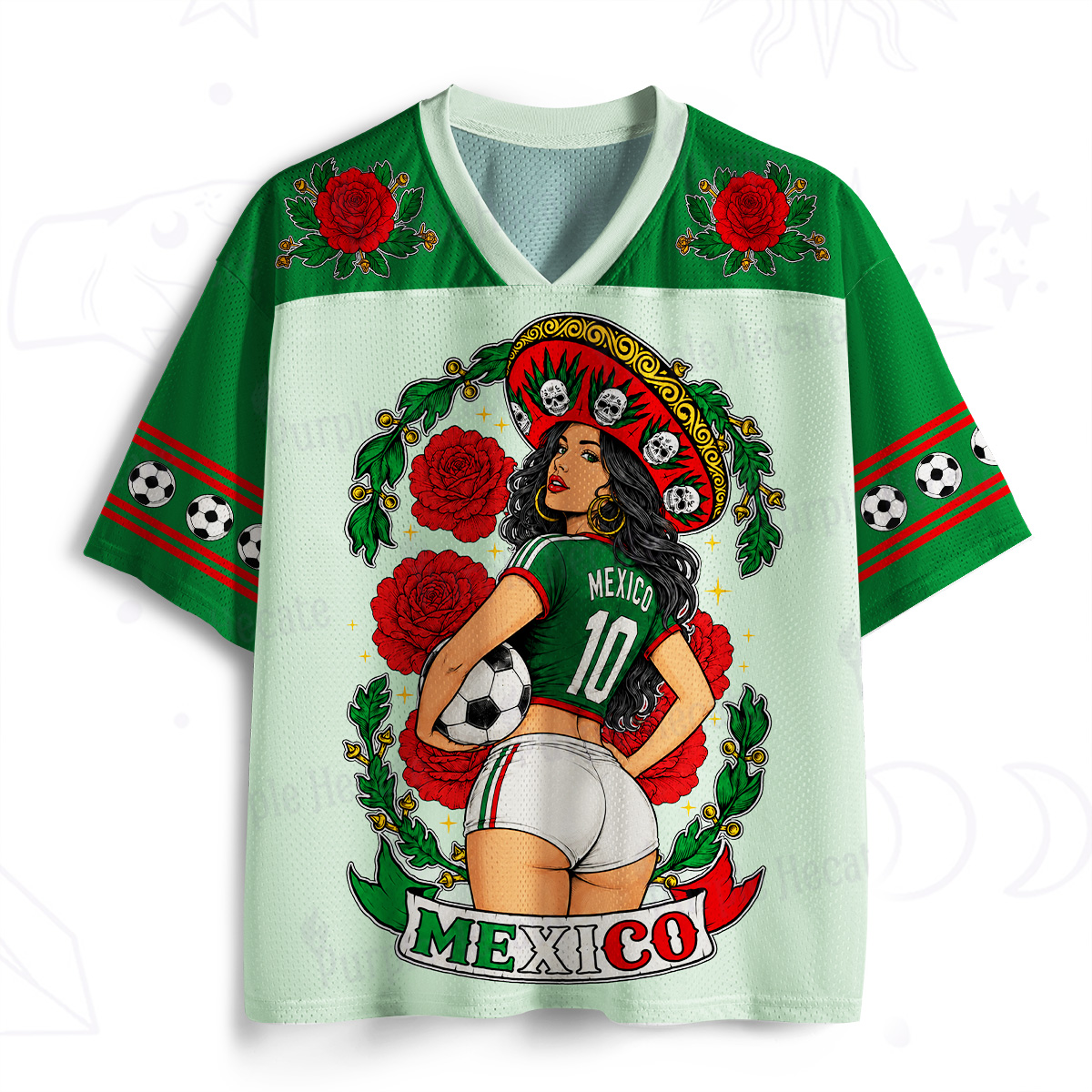 Purplehecate Mexico Sombrero Girl Soccer Mesh Jersey