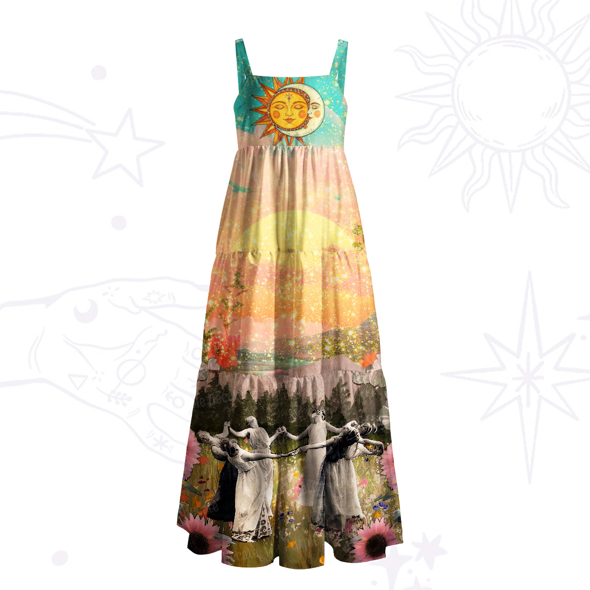 Purplehecate Girls Will Be Girls Witch Wide Straps Maxi Dress