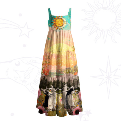 Purplehecate Girls Will Be Girls Witch Wide Straps Maxi Dress