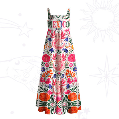 Purplehecate Mexico Pink Axolotl Wide Straps Maxi Dress