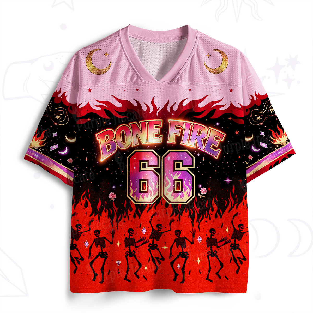 Purplehecate Bone Fire Skeleton Dance Mesh Jersey