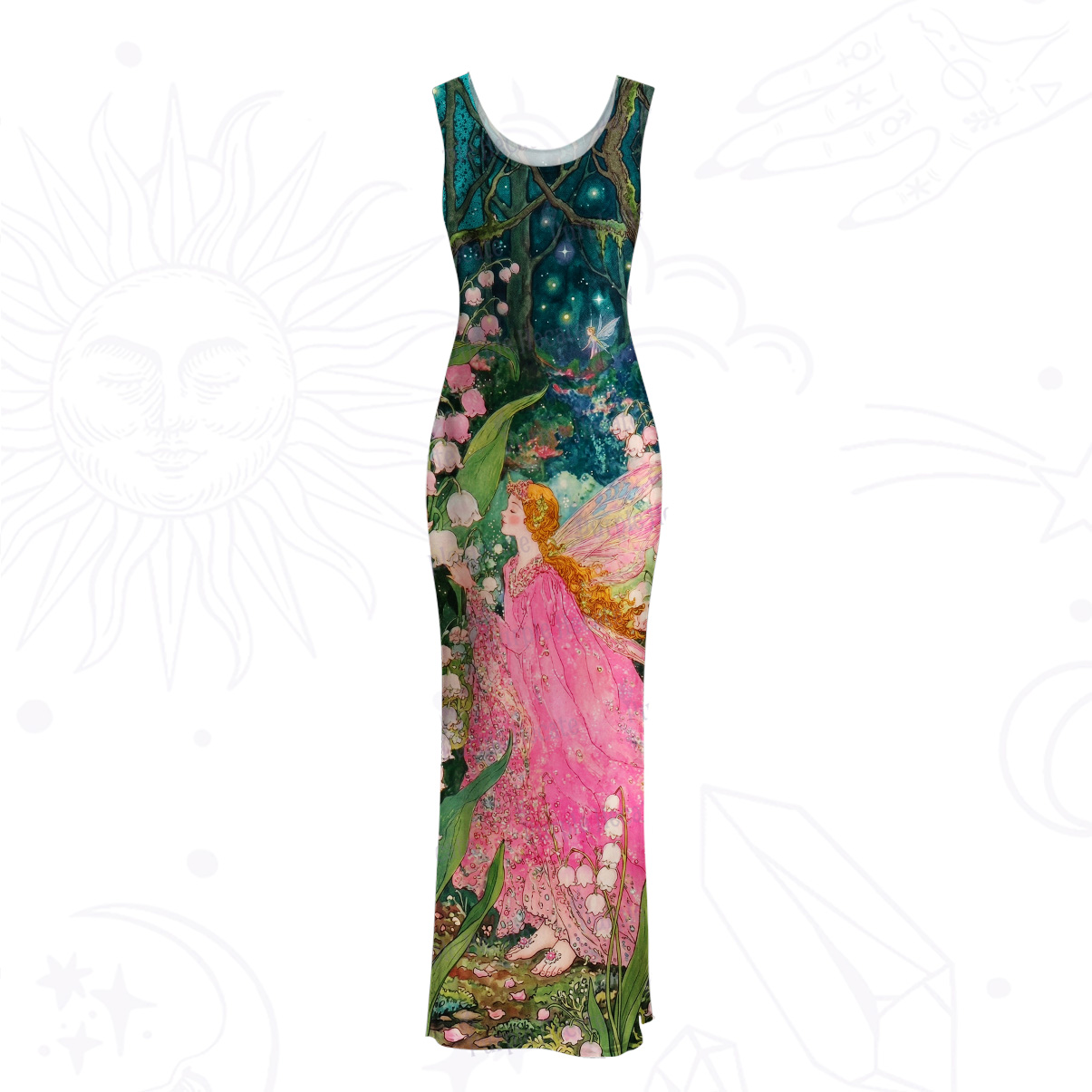 Purplehecate Mystic Secret Lily Fairy Forest Mesh Maxi Tank Beach Dress