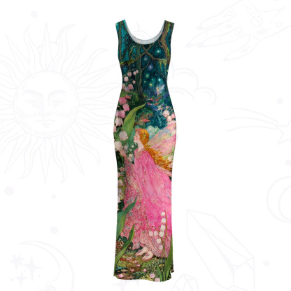 Purplehecate Mystic Secret Lily Fairy Forest Mesh Maxi Tank Beach Dress