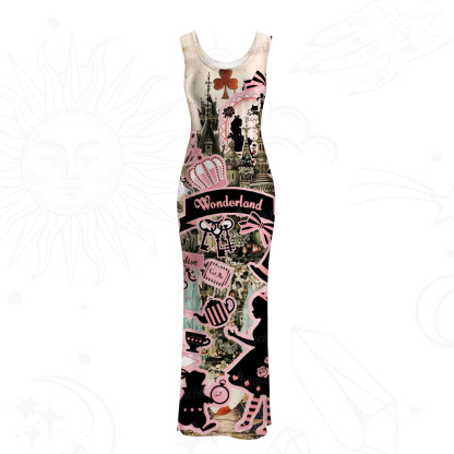 Purplehecate Wonderland Alice’s Tea Party Mesh Maxi Tank Beach Dress