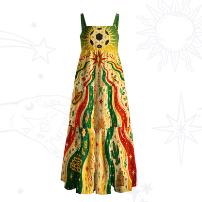 Purplehecate Mexico 2026 Soccer Fiesta Wide Straps Maxi Dress