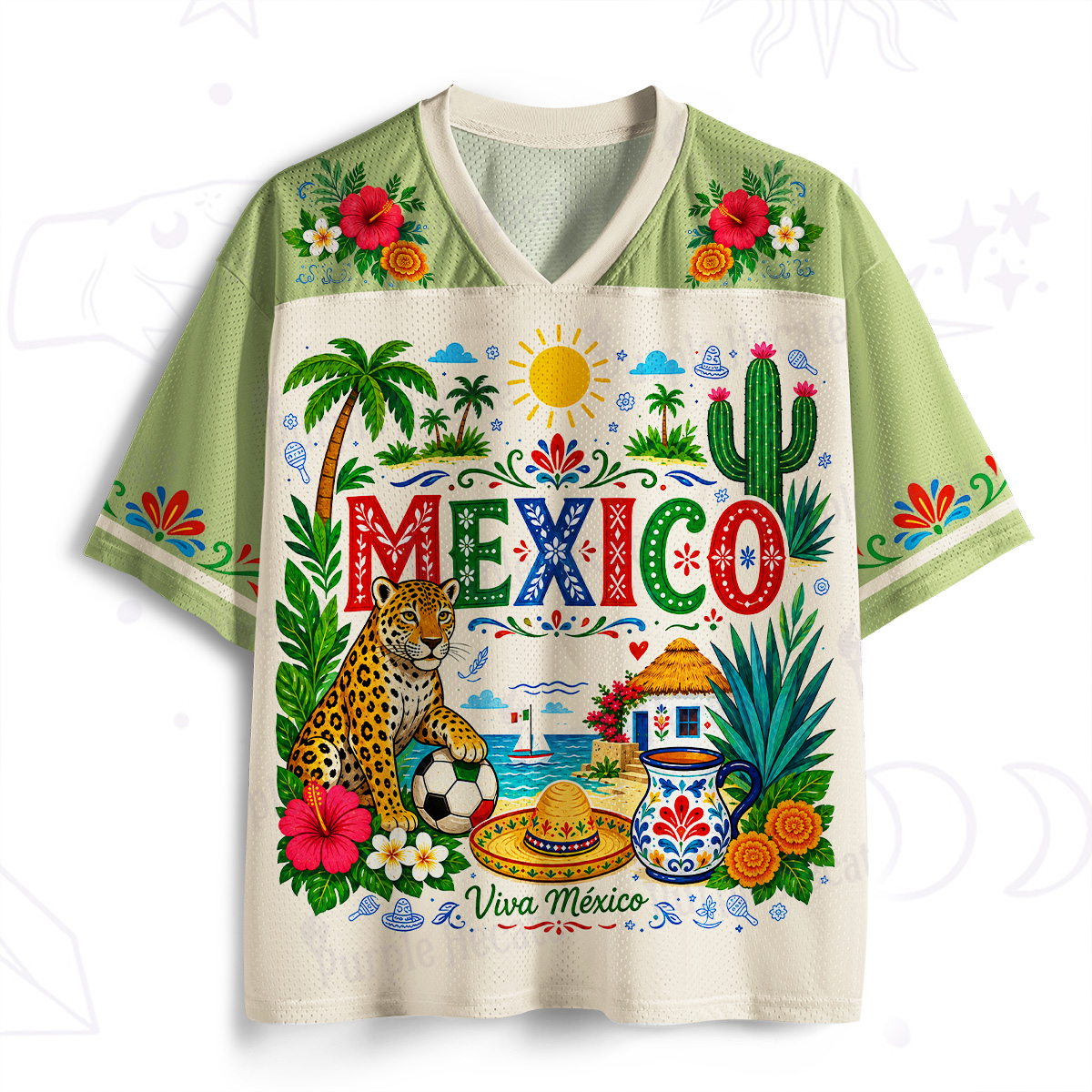 Purplehecate Mexico Fiesta Football Mesh Jersey