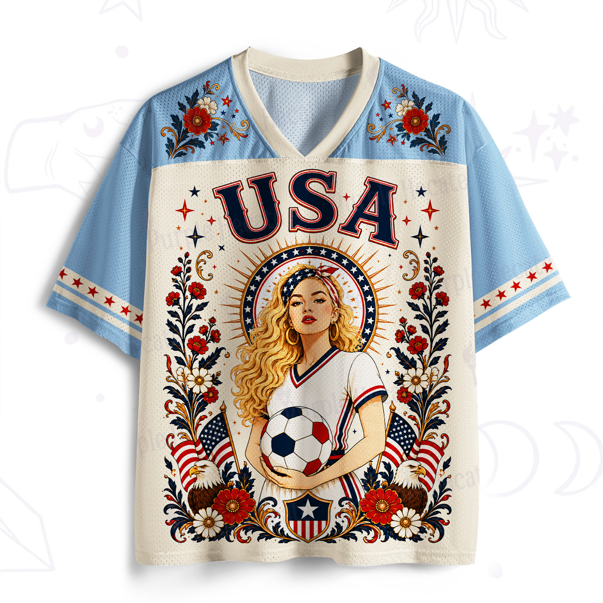 Purplehecate Floral USA Goddess Soccer Mesh Jersey