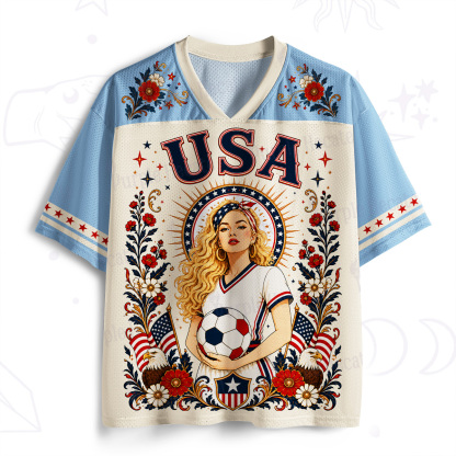 Purplehecate Floral USA Goddess Soccer Mesh Jersey