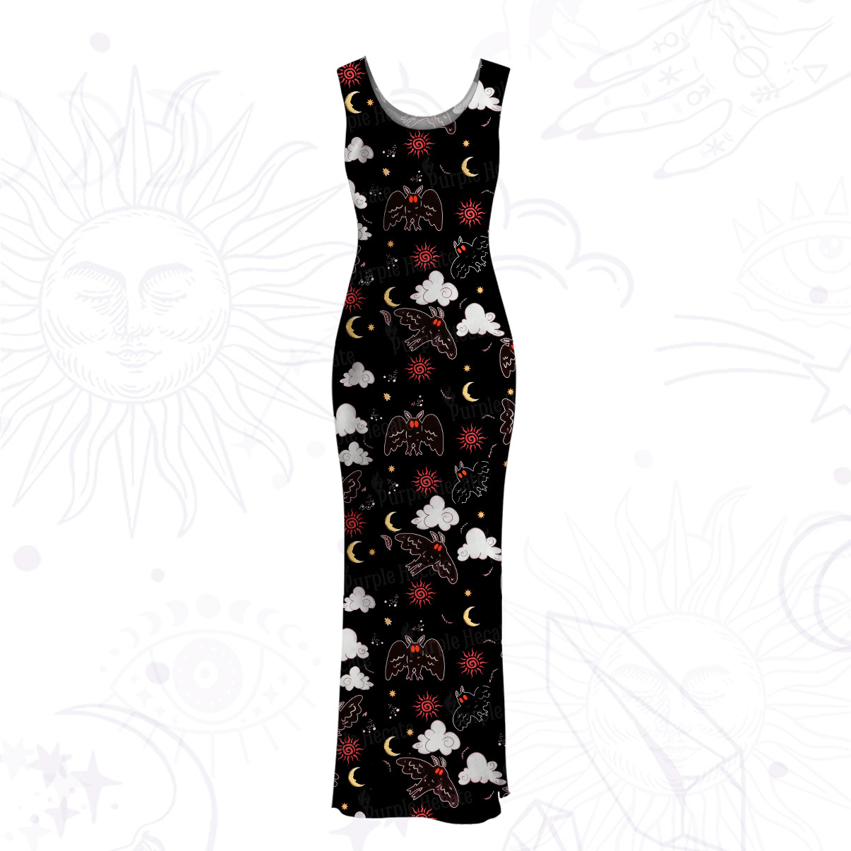 Purplehecate Cryptid Mothman Mesh Maxi Tank Beach Dress