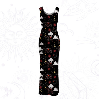 Purplehecate Cryptid Mothman Mesh Maxi Tank Beach Dress