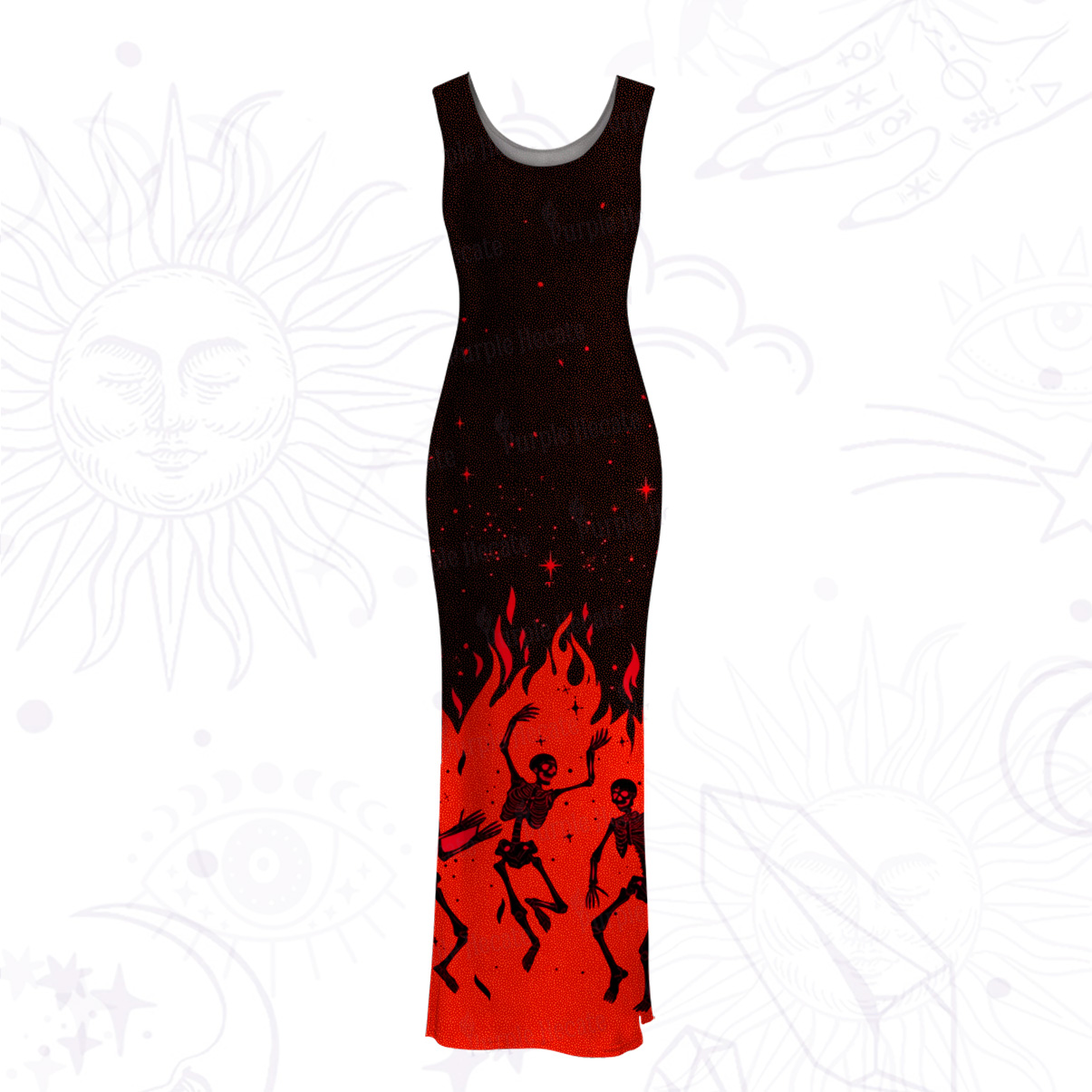 Purplehecate Infernal Revelry Mesh Maxi Tank Beach Dress